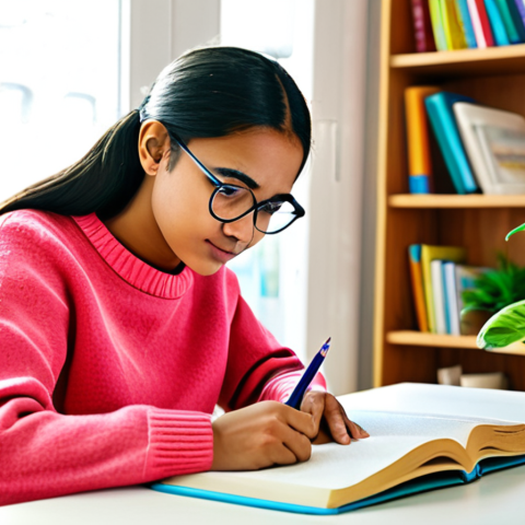 Tigrinya Alphabet Learning**

A young woman sitting at a bright desk, studying the Tigrinya Fidel alphabet from a colorful textbook. She is wearing a comfortable sweater and glasses, fully clothed, in a well-lit home office. Bookshelves and plants are in the background. Perfect anatomy, correct proportions, well-formed hands, proper finger count, natural pose. Safe for work, appropriate content, professional, modest, family-friendly. High quality rendering, detailed illustration.

**