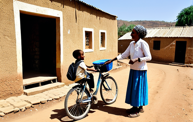 에리트레아 자전거 여행 - **Image Prompt: Highland Summit & Panoramic Reward**
    A lone cyclist, seen from a slightly elevat...
