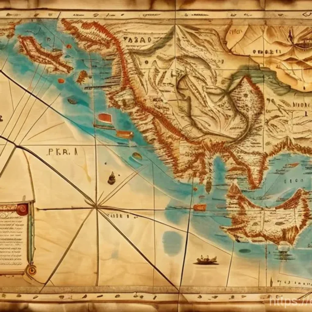 에리트레아 역사적 지도 - Ancient Red Sea Trade Routes on Parchment

"A close-up, highly detailed image of an ancient, weather...