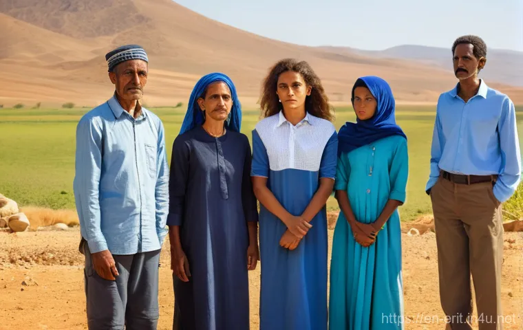 에리트레아 독립 전쟁 - **Prompt:** A diverse group of Eritrean men and women of various ages, standing with expressions of ...
