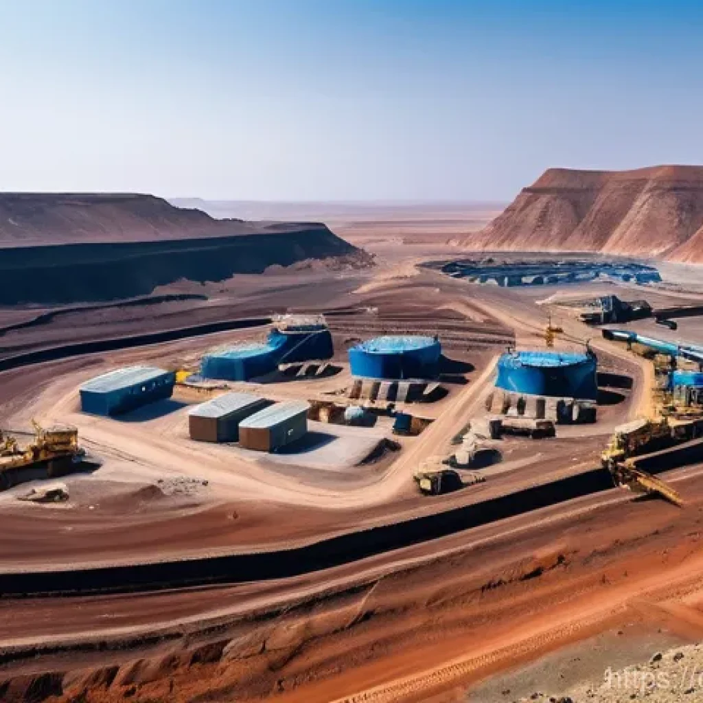 에리트레아 창업 지원 - **"A vibrant, wide-angle shot capturing the bustling activity at a modern mineral processing plant i...