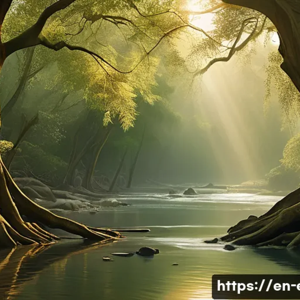 에리트레아의 신화 이야기 - **"Whispers of the Sacred River"**
    A serene and majestic landscape depicting a vibrant river flo...