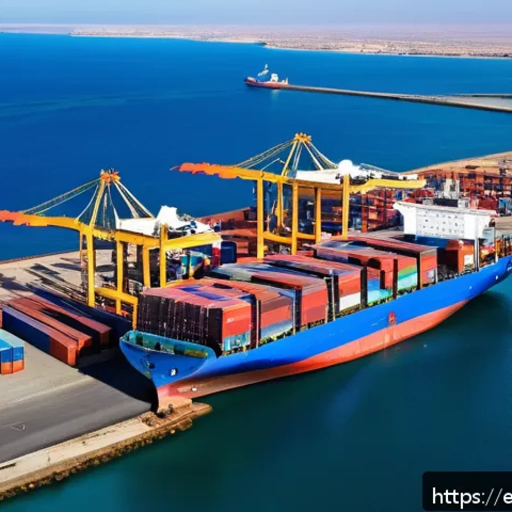 에리트레아의 수출입 품목 - A vibrant aerial view of the port of Massawa in Eritrea, showcasing modernized cargo handling facili...
